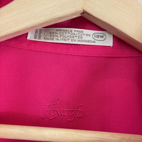 Foxcroft Womens Plus 18W Wrinkle Free Pink Button Up Shirt Long Sleeve Blouse - Picture 4 of 8